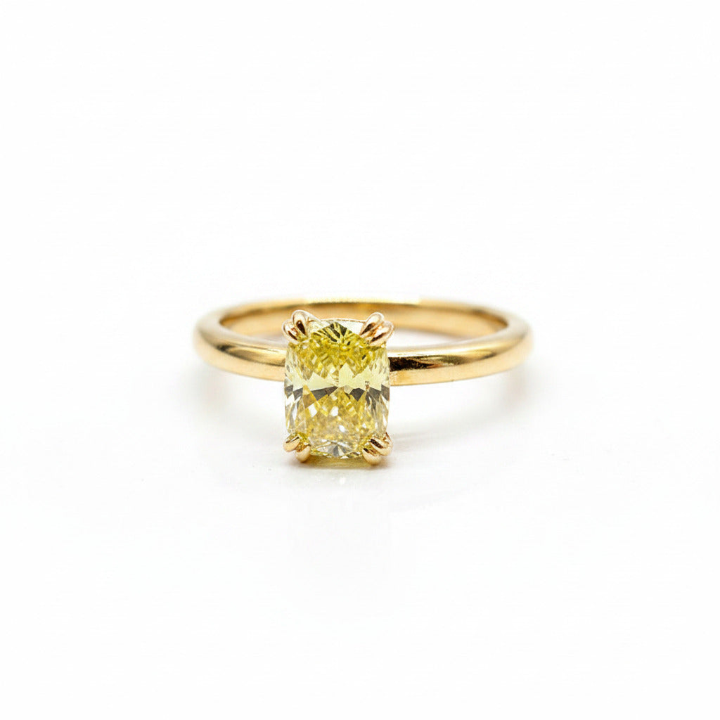 Plain Shank Cushion Yellow Diamond Ring – Aurelian