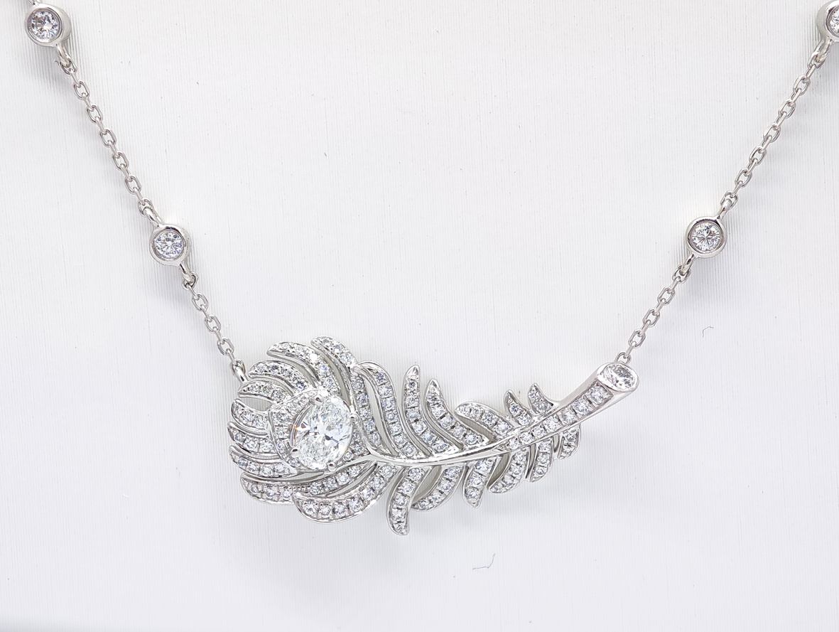 Oval Feather Diamond Necklace – Aurelian