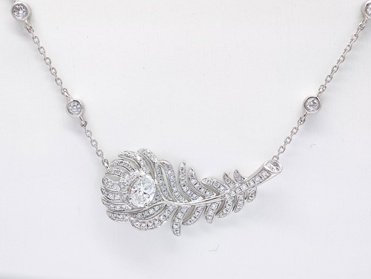 Oval Feather Diamond Necklace – Aurelian