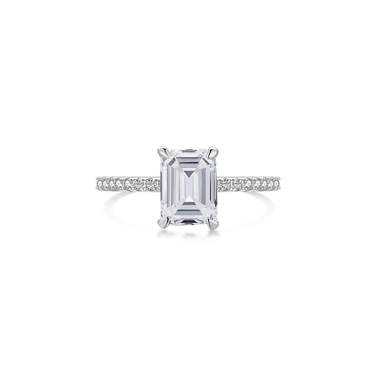Emerald-Cut Diamond Shank Diamond Ring – Aurelian