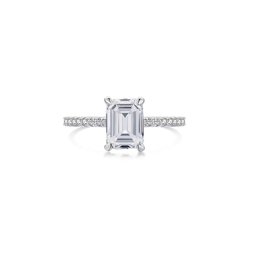 Emerald-Cut Diamond Shank Diamond Ring – Aurelian