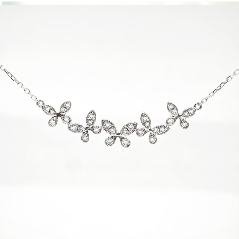 Five Flower Butterfly Pave Diamond Necklace – Aurelian