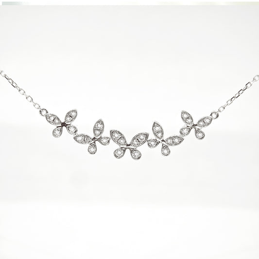Five Flower Butterfly Pave Diamond Necklace – Aurelian