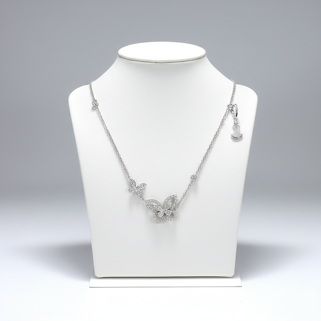 Round Butterfly Diamond Necklace