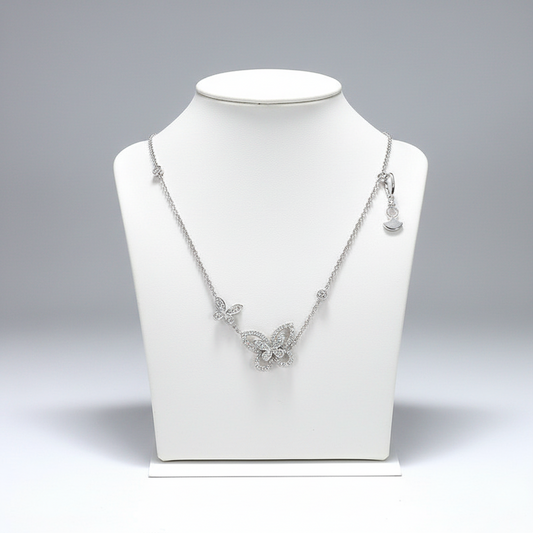 Round Butterfly Diamond Necklace