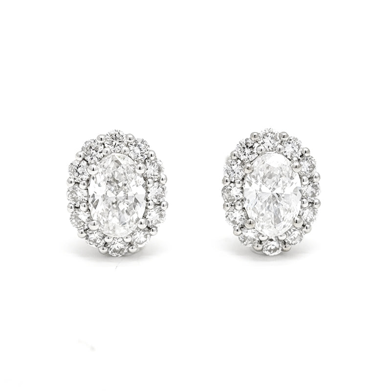 Halo Oval Diamond Stud Earrings – Aurelian