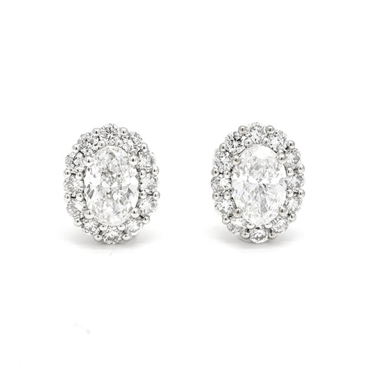Halo Oval Diamond Stud Earrings – Aurelian