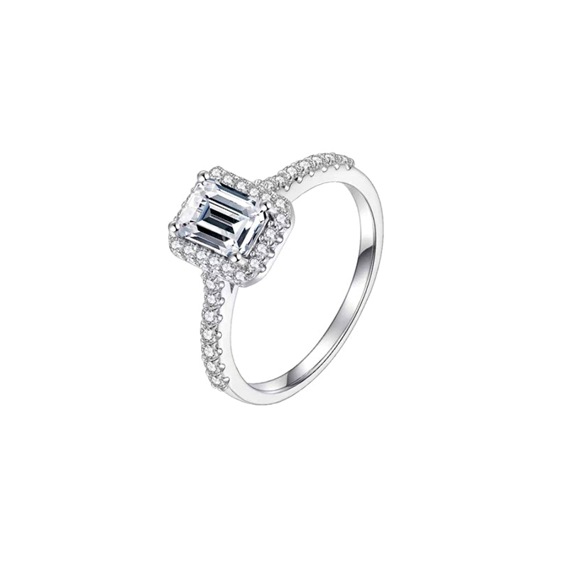 Emerald-Cut Halo Diamond Ring – Aurelian