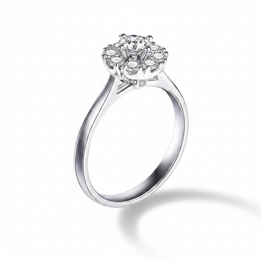 Plain Shank Halo Round Diamond Ring – Aurelian