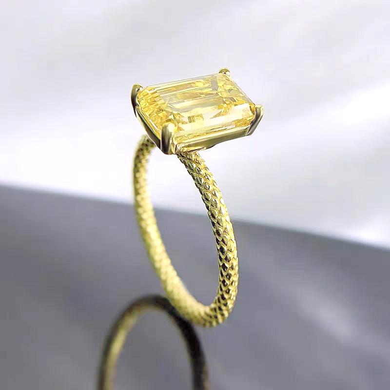 Emerald-Cut Serpent-Scale Diamond Ring – Aurelian