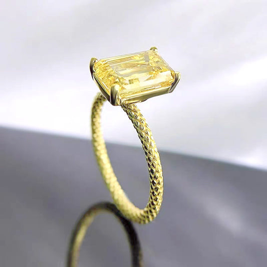 Emerald-Cut Serpent-Scale Diamond Ring – Aurelian