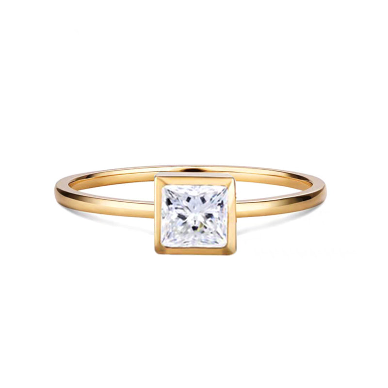 Princess Cut Bezel Set Diamond Ring – Aurelian