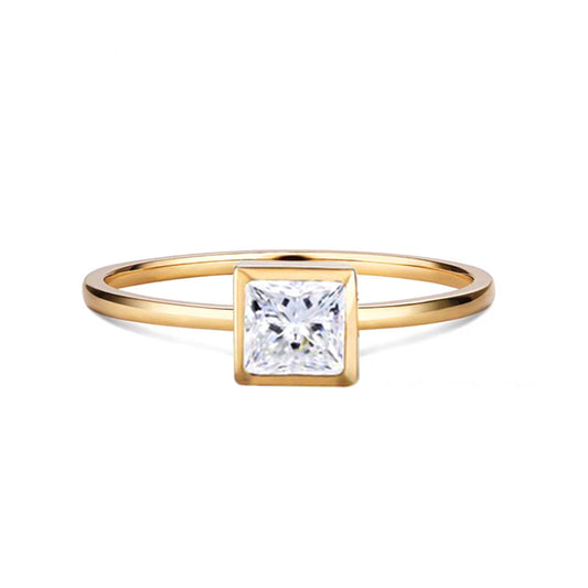 Princess Cut Bezel Set Diamond Ring – Aurelian