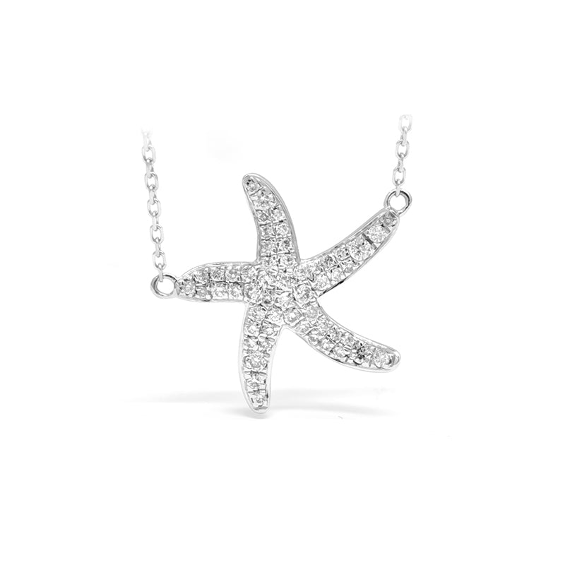 Starfish Diamond Necklace - PT950 Platinum - 40 + 5 cm