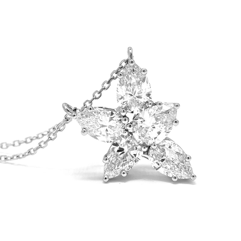Pear Cluster Diamond Necklace - PT950 Platinum - 40 + 5 cm