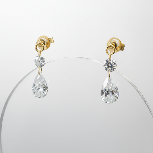 Single Tear Diamond Drop Earrings
