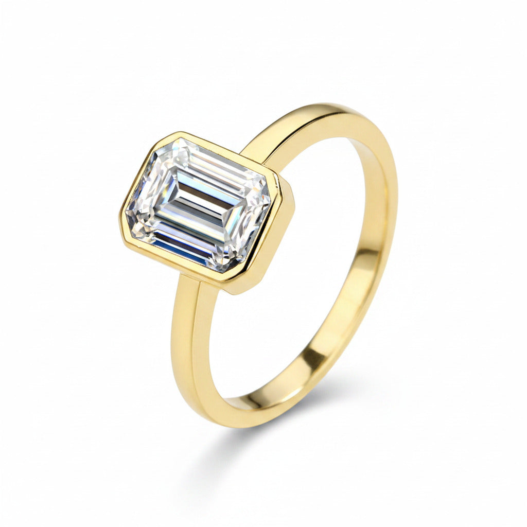 Emerald-Cut Bezel Set Diamond Ring – Aurelian