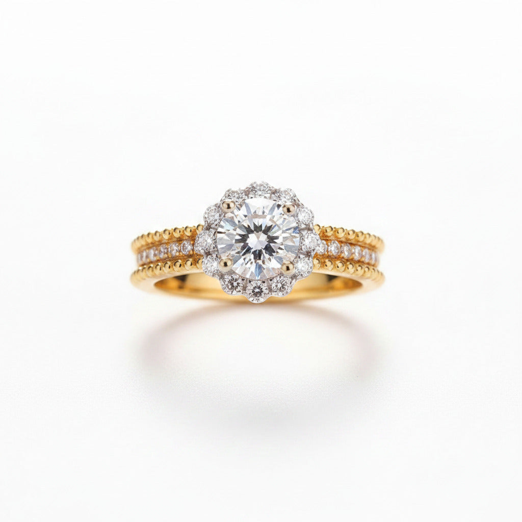 Two-Tone Bud Diamond Ring – Aurelian