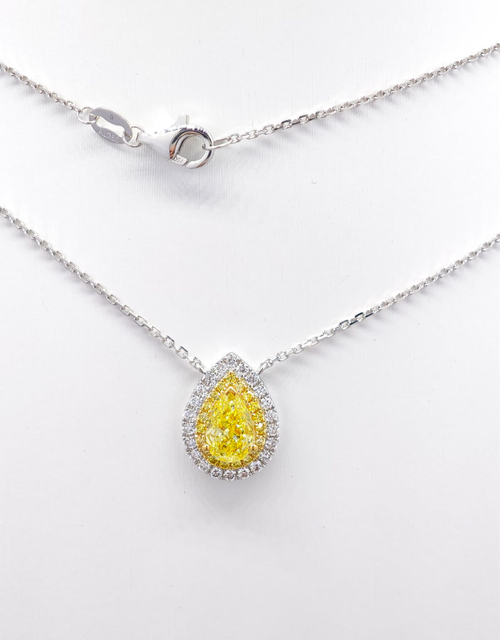 Halo Pear Yellow Diamond Necklace – Aurelian