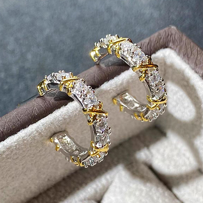 Two-Tone Crossover Tiffany-Style Diamond Earrings – Aurelian