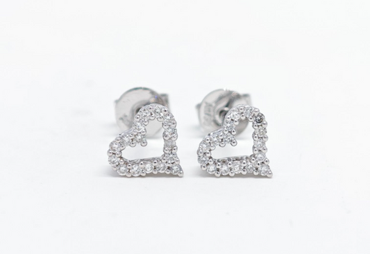Round Heart Diamond Stud Earrings