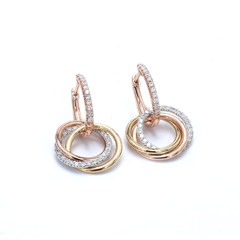 Triple Band Two-Tone Diamond Earrings – Aurelian