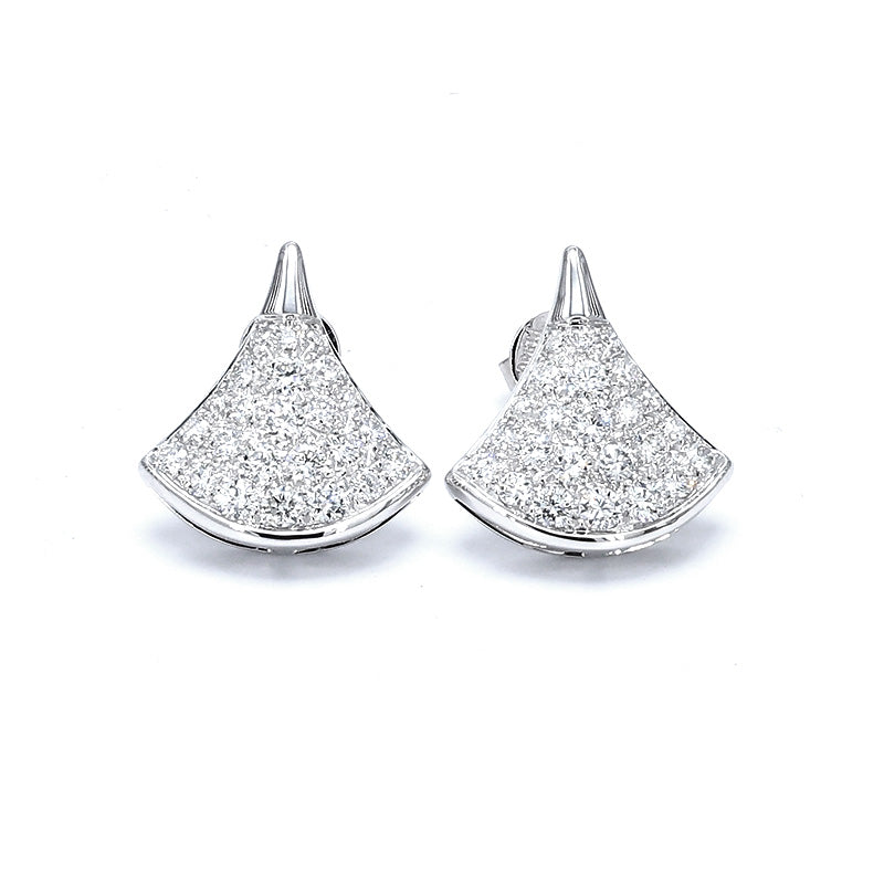 Fan Pave Diamond Stud Earrings