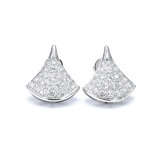 Fan Pave Diamond Stud Earrings