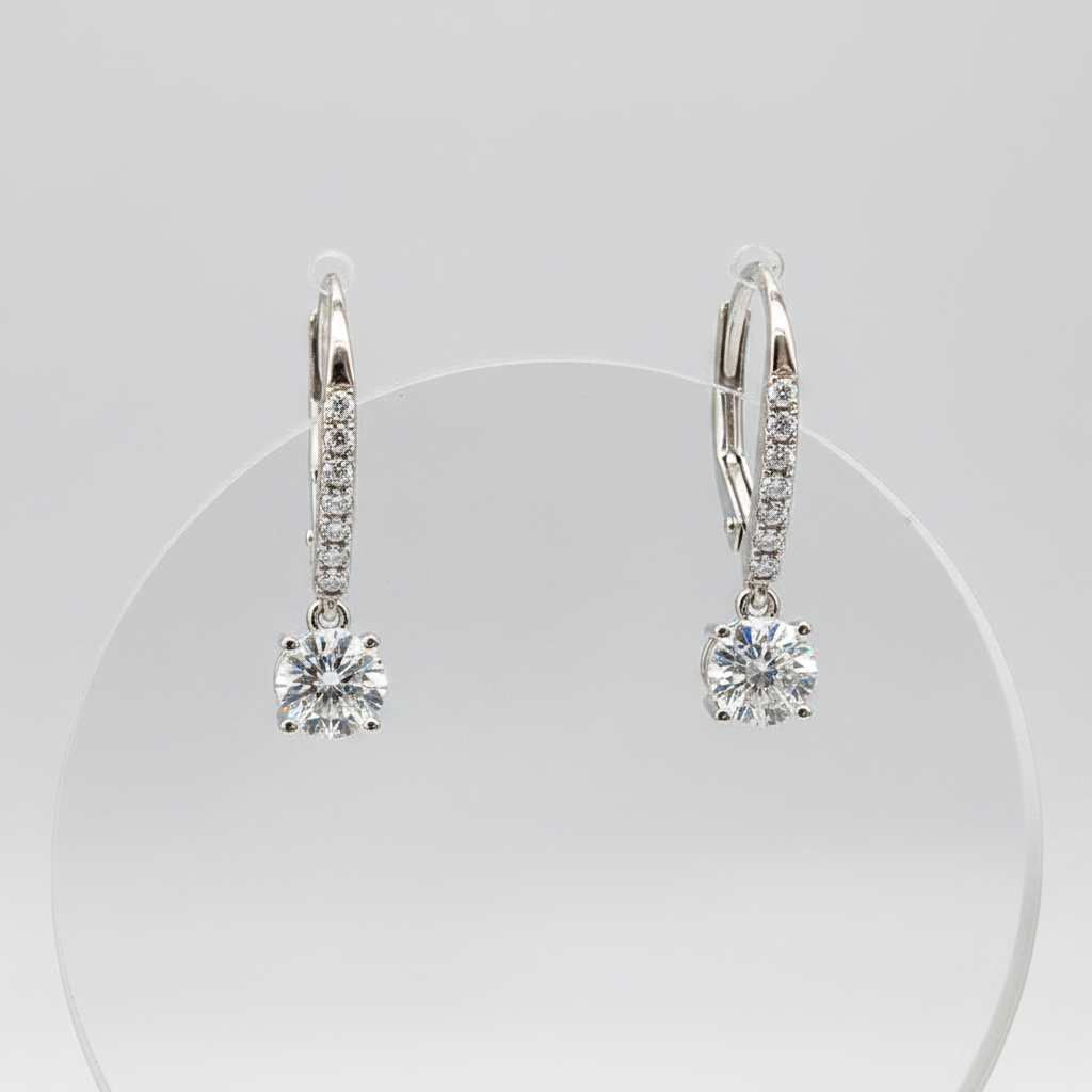 Four-Prong Diamond Hoop Earrings