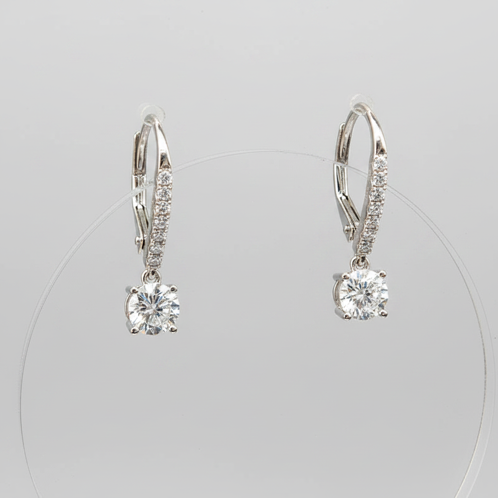 Four-Prong Diamond Hoop Earrings