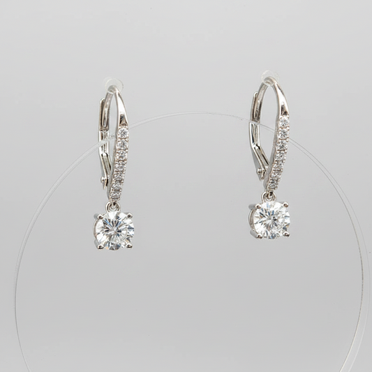 Four-Prong Diamond Hoop Earrings