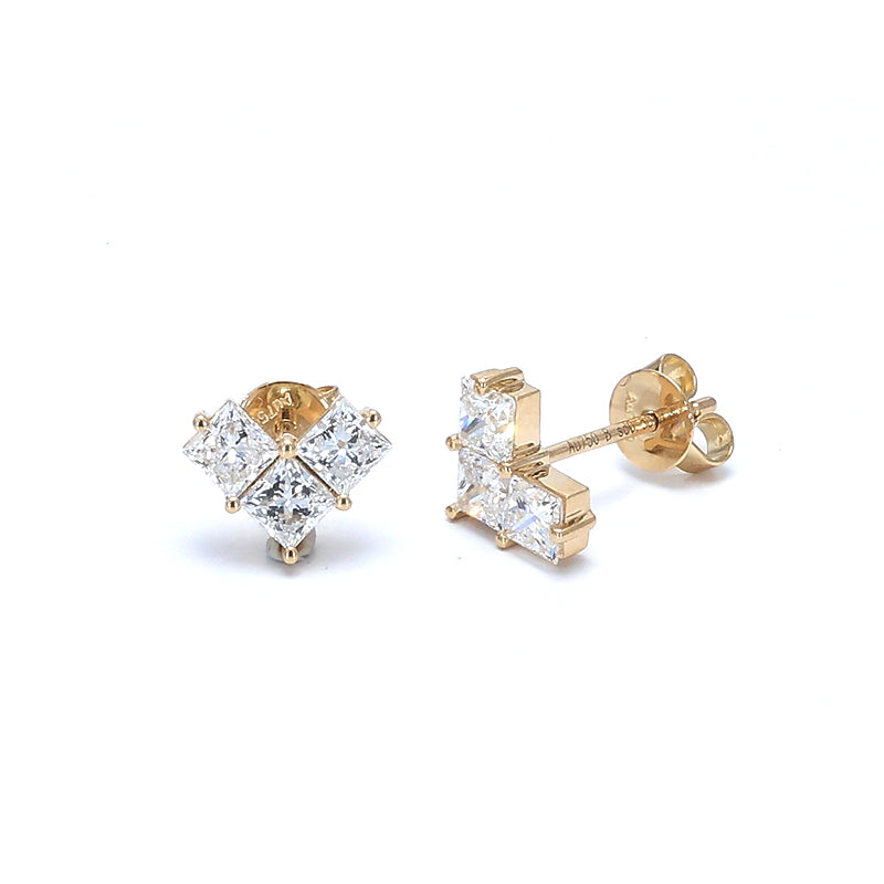 Princess Cut Heart Diamond Stud Earrings