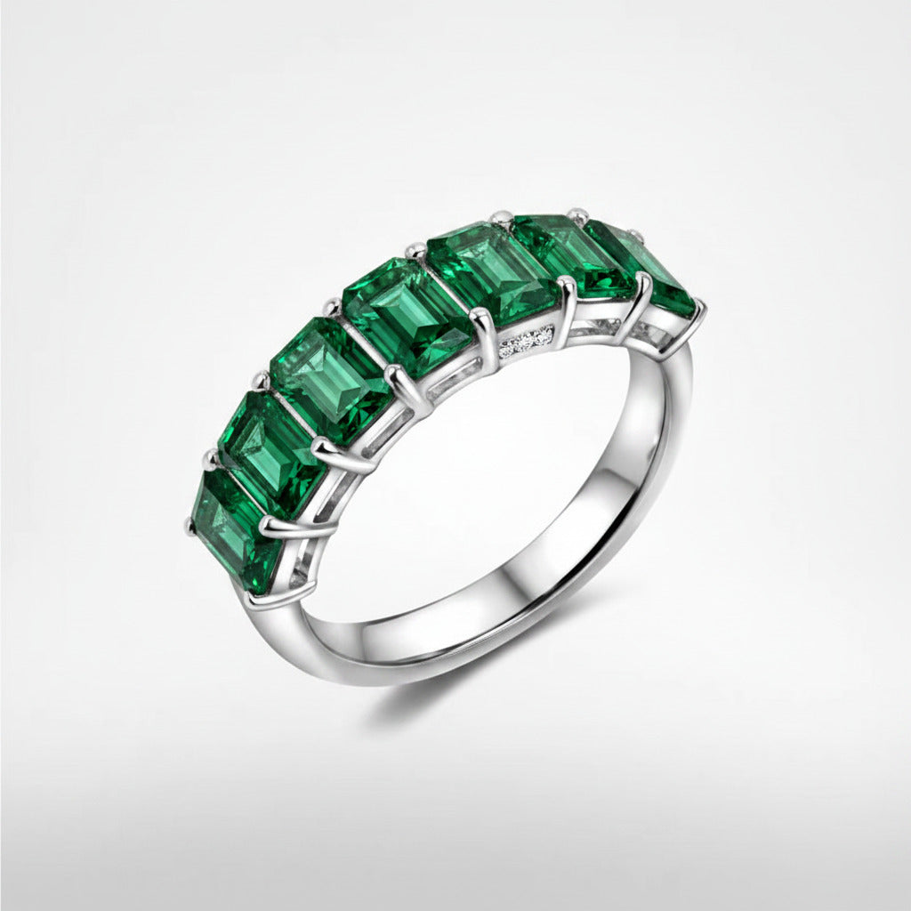 Emerald-Cut Half Eternity Band Ring – Aurelian