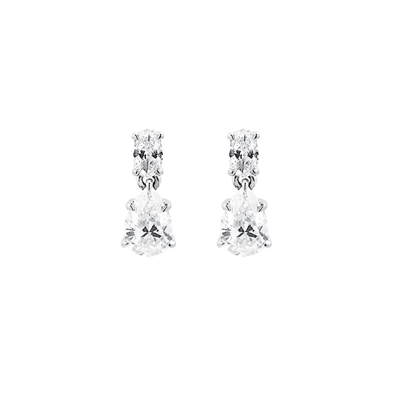 Pear Oval Diamond Drop Earrings