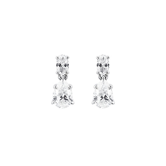 Pear Oval Diamond Drop Earrings